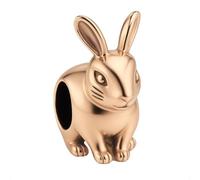 Easter Bunny Rabbit Charm Bead for Pandora Bracelets 925 Sterling Silver Elegantly plated in Rose Gold Her Girls Women - Happy Birthday Gift Box
