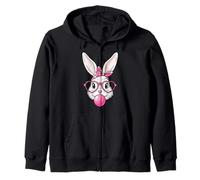 Easter Bunny Rabbit Funny Women Girl Happy Easter Day Zip Hoodie