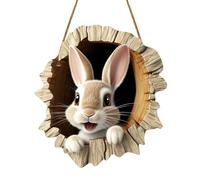 Easter Bunny Rabbit Hole Door Sign, Rustic Easter Decoration Wood for Festive Party Entrance, 30 x 30 cm (A, One Size)
