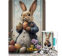 Easter Bunny Rabbit Jigsaw Puzzles for Adults 1000 Pieces,Help The Brain Exercise Addictive Toys to Cultivate Patience Suitable for Couples (38x26cm)