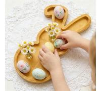 Easter Bunny Shaped Serving Tray, Cute Divided Fruit and Snack Platter, Portable Vegetable Party Tray for Outdoor Picnic, Birthday, Spring Celebration, Rabbit Basket (Multicolor-A)