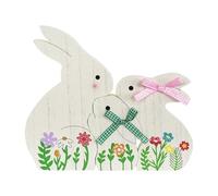 Easter Bunny Signs - 6 Inch Large Rabbit Wooden Craft Set Three Table Display | Farmhouse Bunny Tiered Tray Shelf Mantle Party Home Indoor Improve Creativity Holiday Decor