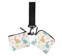 Easter Bunny Silhouette Pastel Women's Change Wallet Card Cases Mini Fashion Zipper Wallet Coin Bag with Zipper Coin Pocket for Work Travel 2 Packs, easter bunny silhouette pastel, One Size, Casual