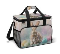 Easter Bunny Sitting on The Grass Camping Cooler Bag Insulated Beach Coolers Portable Leak Proof Bags with Shoulder Strap