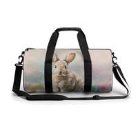 Easter Bunny Sitting on The Grass Travel Gym Bag for Women Men Cylindrical Duffle Bag Sport Workout Bag with Shoulder Strap