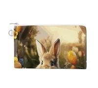 Easter Bunny Spring Butterfly Coin Purse Mini Change Wallet Portable Change Purse Cute Canvas Coin Wallet Bag with Zipper for Men & Women
