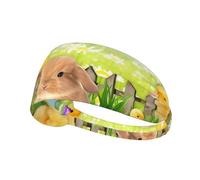 Easter Bunny Spring Butterfly Printed Elastic Sports Headband： Stretchy Sweatband for Running, Gym, Cycling, Yoga, Fitness & Travel