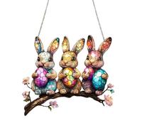 Easter Bunny Stained Glass Acrylic Suncatchers, Rabbit Suncatchers with 60cm Chain, Indoor Outdoor Decoration, Bunny Decor Window Hanging, Housewarming Gift, Easter Decorations, 18 * 20cm,Colourful