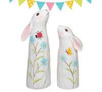 Easter Bunny Statue - Resin Seasonal Decor - Holiday Garden Sculpture - for Bookcase Bookshelf Display Cabinet Nightstand Study Bedroom Office Garden Patio Yard Courtyard