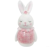 Easter Bunny Statues Blue and Pink Resin Rabbit Figurines Modern Minimalist Animal Lawn Ornaments for Home Garden Yard Tabletop Decor Spring Festival Party Supplies(Powder)