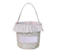 Easter Bunny Storage Bucket Egg Hunt Bags for Toddler Boys Girls, Cute Portable Bunny Basket with Handle, Reusable Festive Tote for Gifts Candy Snacks Party Favors