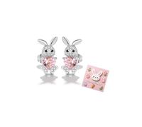 Easter Bunny Stud Earrings for Women Easter Basket Stuffers Sparkly Pink Crystal Rabbit Earrings Gift, L, Zinc, No Gemstone