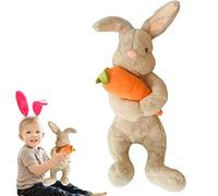 Easter Bunny Stuffed Animal for Kids, 20cm/8inch Easter Bunny Plush Rabbit Doll, Bunny Hugging Carrot Plush Toys, Soft Stuffed Rabbit Toy For Girls Boys Easter Gifts Party Decorations (Brown)