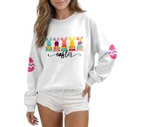 Easter Bunny Sweatshirt For Women Girls UK Bunny Print Long Sleeve Crewneck Pullover Rabbit Graphic Shirt Tops Ladies Classic Fall Spring Daily Outfits Holiday Festival Clothes Easter Gifts
