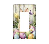 Easter Bunny Switch Cover Plate Pastel Eggs Flowers Holiday Decoration Cute Design Spring Thermoplastic Wall Plates