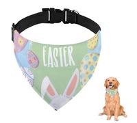 Easter Bunny Teal Dog Bandana With Adjustable Strap D Ring Dog Neckerchief Pet Bibs Triangle Bandanas for Dogs Clothing& Accessories for Dogs Puppy Cats Decor Machine Washable