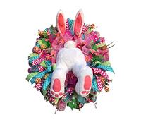 Easter Bunny Thief Garland Easter Wreaths For Front Door, EasterThief Bunny With Ears Wreath, Door Wreaths Bunnys Decorations Outside Home, Easter Decor Happy Spring Outdoor Daisy Garland