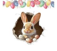 Easter Bunny Toilet Sticker | Ripped Self-Adhesive Fun Home Decor - Easter Toilet Sticker - for Spring Daily Indoor -Thanksgiving Holiday Party Home Room Dormitory Apartment Vacation Photo