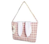 Easter Bunny Tote Bag, Cartoon Shopping Bag - Travel Bag with Zipper, Portable School Tote Bag, Fashion Craft Tote Bag for Home Studio, Pink, Se référer à la description