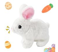 Easter Bunny Toy, Easter Soft Toys Gifts for Kids, Interactive Easters Rabbit Toys with Carrot, Easters Plush Gifts Decor, Cute Bunny Toy with Sounds and Movements for Eastered Birthday Gifts (White)