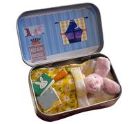 Easter Bunny Toy in a Tin Box, Cute Mini Bunny Easter Gift, Portable Pocket Sized Bunny Plush Toy for Kids, DIY Pet Rabbit Adoption, Easter Basket Stuffer, Mini Bunny Handmade Easter Gifts (Pink)