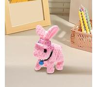 Easter Bunny Toy,Long-Eared Fleece Rabbit Plush, Easter Home Decor Interactive Rabbit Toy Easters Gifts Soft Fleece Rabbit Toys with Hat and Bell,Realistic Bunny Toys Squeaking Pet (Pink)