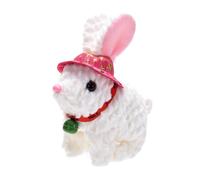 Easter Bunny Toy,Long-Eared Fleece Rabbit Plush, Easter Home Decor Interactive Rabbit Toy Easters Gifts Soft Fleece Rabbit Toys with Hat and Bell,Realistic Bunny Toys Squeaking Pet (White)