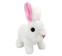 Easter Bunny Toy, My Realistic Bunny Toy, Hopping Bunny Toy Plush, Easter Gifts for Kids, Stuffed Rabbit Toys for Kids Easters Birthday (White)