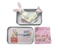 Easter Bunny Toys Hug in a Box, Emotional Support Rabbit Easter Decorations, Realistic Bunny Decor, Gifts for Family and Friends (Pink)