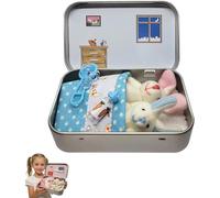 Easter Bunny Toys Hug in a Box for Kids Pocket Bunnies in Tin Box, Easter Gifts for Kids, Easter Basket Bunny Plush, Personalised Mini Plush Bunny-House Small Pocket Stuffing-Bunnies (Blue)