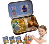 Easter Bunny Toys Hug in a Tin Box - Personalised Mini Plush Pocket Bunny House for Anxiety Relief & Emotional Support, DIY Pet Adoption Gift, Easter Basket Stuffer for Kids (A2)