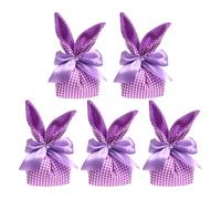 Easter Bunny Treat Bags, Easter Candy Bags, Bunny Ear Pouches - 5 x Reusable Gift Bags with Bow, Party Favors, Pasta Decorations