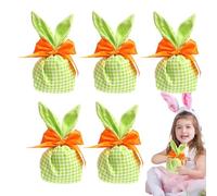 Easter Bunny Treat Bags, Easter Candy Bags - Candy Bags Bunny Ear Pouches | 5x Reusable Gift Bags with Bow, Easter Decorations Party Favors, Oven
