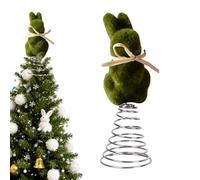 Easter Bunny Tree Topper Decoration, Mini Flocking Rabbit Spring Ornament With Bow, Cute Bunny Decoration For Tree Basket Stuffers Home Holiday Party Supplies Decor