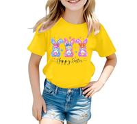 Easter Bunny Tshirt Girls Cute Pastel Bunny Letter Print Easter Tshirt Short Sleeve Crew Neck Soft Tee Boys EasterClothes Everyday Casual Wear for Summer Holiday Celebrations (Multi Choice)