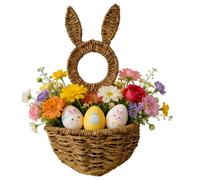 Easter Bunny Wall Basket for Easter Decoration on the Wall, Spring Decoration as a Wall Holder - Hand-Woven Flower Basket Bunny - for Home Farmhouse Interior Front Door Entrance Area Living Room