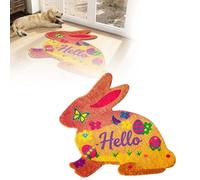 Easter Bunny Welcome Doormat Absorbent Durable Soft Floor Mat For Indoor Outdoor Holiday Party (Khaki, 90cm)