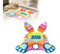Easter Bunny Welcome Mat Playful Butt Shaped Doormat Absorbent Crystal Velvet Carpet for Holiday 90cm (C, 90cm)