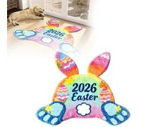 Easter Bunny Welcome Mat Playful Butt Shaped Doormat Absorbent Crystal Velvet Carpet for Holiday 90cm (A, 90cm)