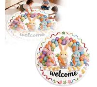 Easter Bunny Welcome Mat Round Absorbent Doormat for Home Holiday Rug with Cute Design (C, 80cm)