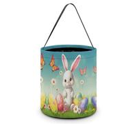 Easter Bunny with Eggs And Spring Butterfly Halloween Tote Candy Bags Trick Or Treat Candy Bags Reusable Candy Basket With Handles Multipurpose Gifts Bag For Festival Party Gathering