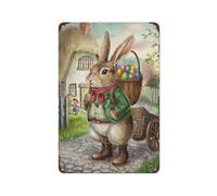 Easter Bunny with Eggs Funny Vintage Metal Tin Sign Wall Decor for Children’s Room Home Bar Kitchen Coffee Man Cave Garage Wall Decor Art Tin Sign 5.5x8 Inch