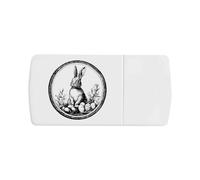 'Easter Bunny with Eggs in Circle Frame' Pill Box with Tablet Splitter (PI00033700)