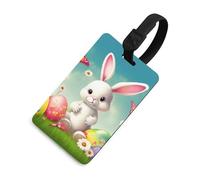 Easter Bunny with Eggs Luggage Tags with ID Card, Durable Travel Bag Tags, Waterproof Name Tag for Suitcases, Backpacks & Travel Cases, Black-style, One Size, classic