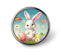 Easter Bunny with Eggs Round Badge for Men Women, Durable & Stylish Lapel Pins, Lightweight Metal Badges for Shirts, Jackets, Hats