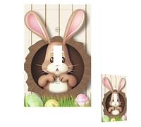 Easter Bunny Wooden Hole Wall Plate Cover Modern Decorative 1 Gang Light Switch Cover Unbreakable Receptacle Outlet Covers For Living Room Bedroom Home Decor Single Toggle