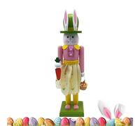 Easter Bunny Wooden Nutcracker Decor, 12" Easter Bunny Nutcracker, Cute Standing Rabbit Statue, Farmhouse Spring Decor, Rabbit Figure Ornament for Spring Festival Party Presents