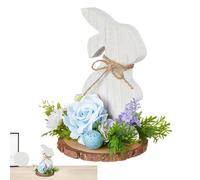 Easter Bunny Wooden Plates,Wooden Easter Bunny Decor,Holiday Cartoon Bunny Sculpture with Flowers - Easter Animals Decoration, Holiday Decorative Supplies for Indoor and Outdoor