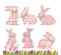 Easter Bunny Wooden Sign, Set of 6 Rustic Woodcut Rabbit Shape, Country Kitchen Animal Decoration, for Tiered Stand, Party, Indoor and Outdoor, Office, Wall
