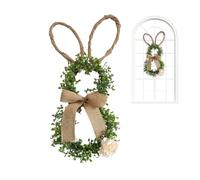 Easter Bunny Wreath | 50cm Rabbit Decoration | Artificial Indoor Wreath with Bow for Wall Window Indoor Outdoor Home Party Porch